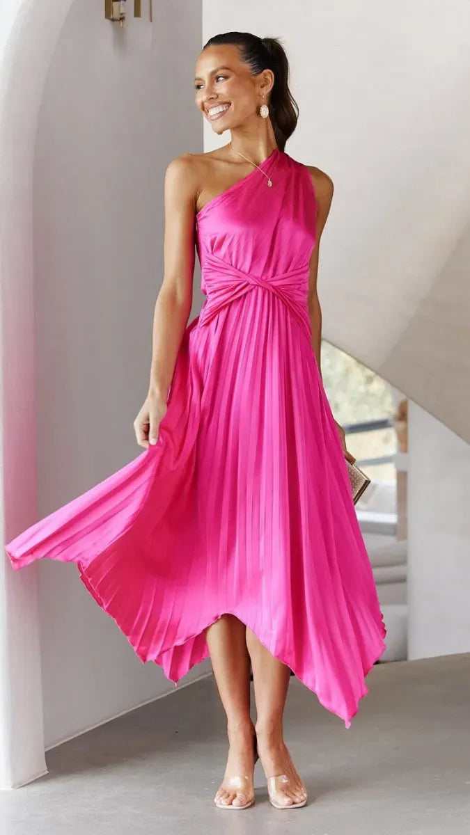 Verfijnde Dames One-Shoulder Jurk
