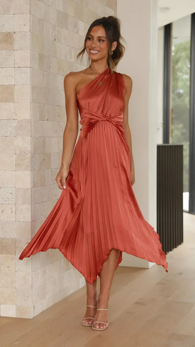 Verfijnde Dames One-Shoulder Jurk