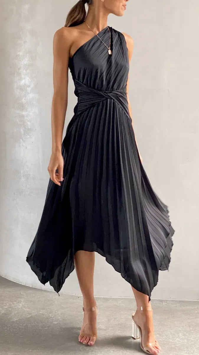 Verfijnde Dames One-Shoulder Jurk