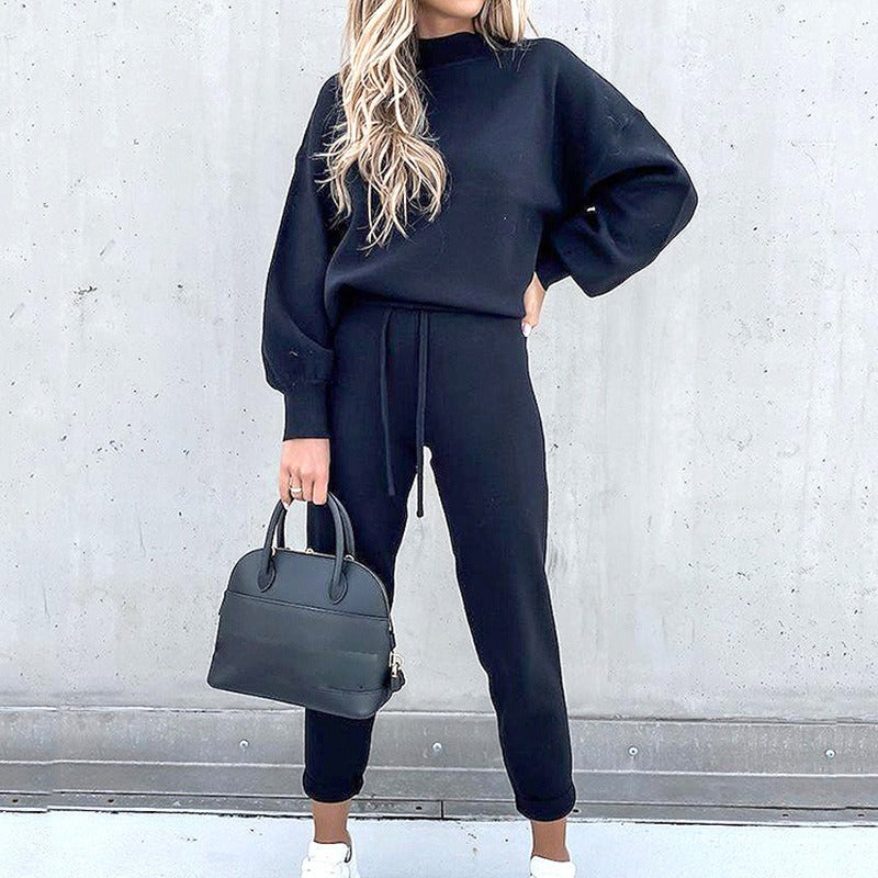 Dames Loungewear Set – Relaxte Pasvorm – Zachte Gebreide Stof – Joggingbroek met Cuffs