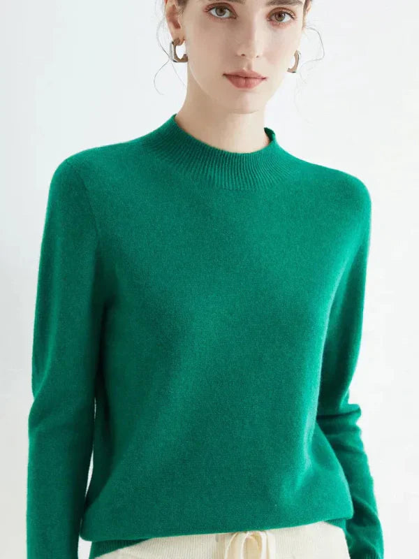 Dames Pullover Trui – Wolmix – Standaard pasvorm – Lange Mouwen – Geribde Halslijn