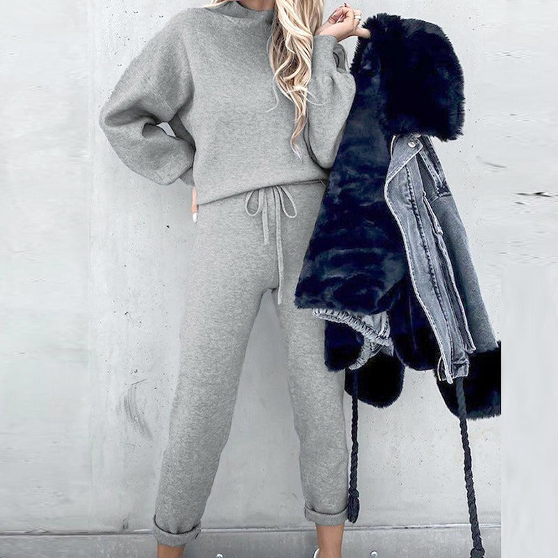 Dames Loungewear Set – Relaxte Pasvorm – Zachte Gebreide Stof – Joggingbroek met Cuffs