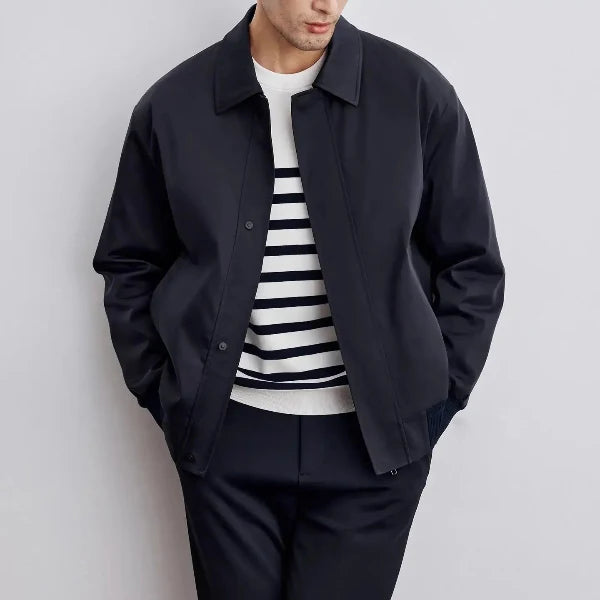 Heren Blousonjack – Relaxed Fit – Ribboorden – Drukknoopsluiting – Zakdetails
