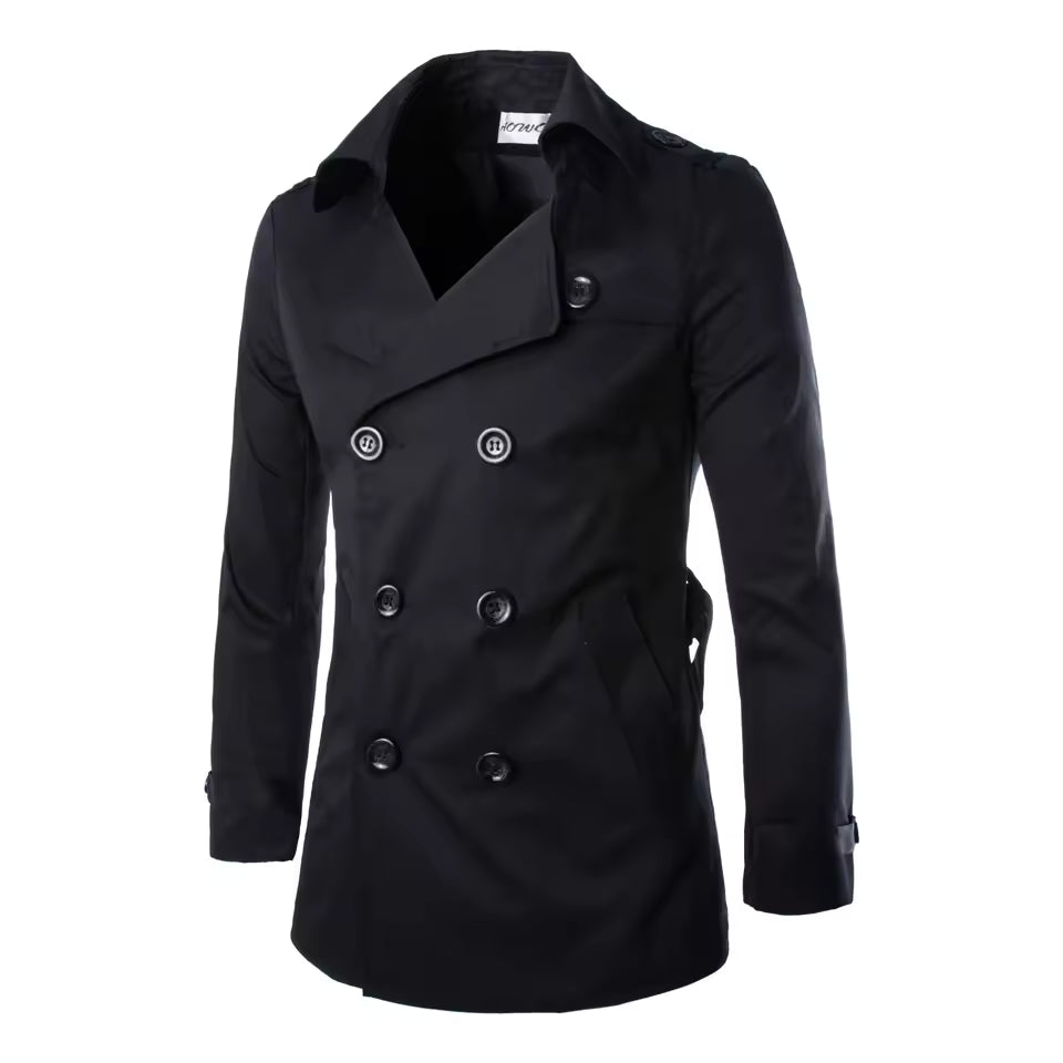Heren Trenchcoats – Getailleerde Pasvorm – Dubbelrijig – Katoen – Gesneden Revers – Epauletten