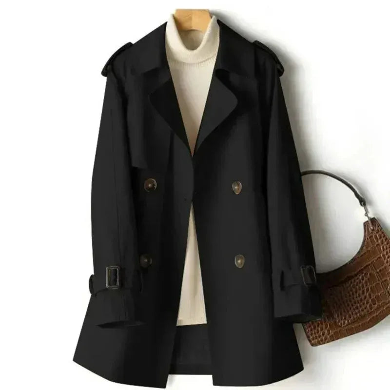 Dames trenchcoat – Getailleerde pasvorm – Dubbelrijig – Epauletten en ceintuurmouwen