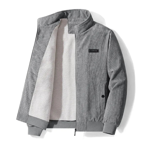 Heren Jas – Corduroy – Fleece Voering – Ritsluiting – Casual Pasvorm – Staande Kraag