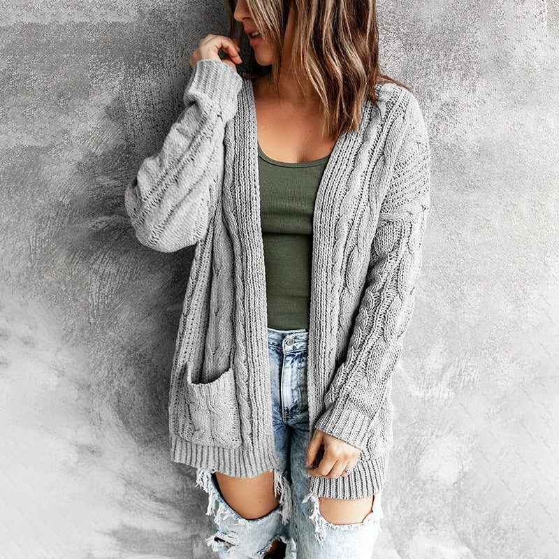 Dames vest – Relaxed fit – Kabelbreisel – Open voorkant – Voorzakken – Wolblend