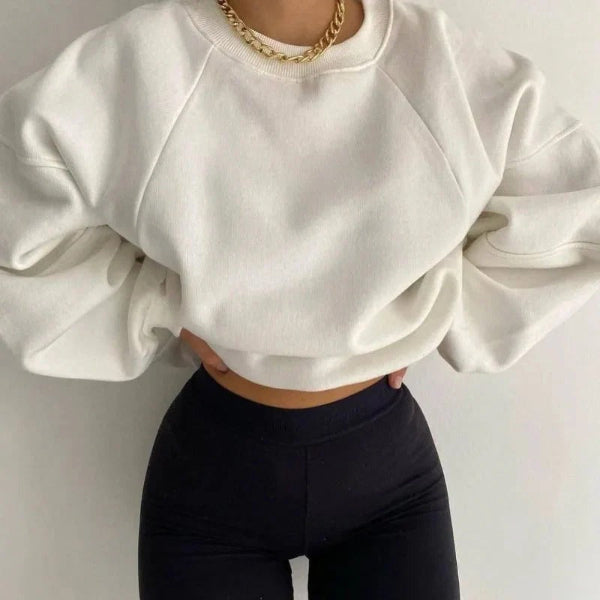 Dames Trui – Losse Pasvorm – Ronde Hals – Ballonmouwen – Zachte Gebreide Pullover