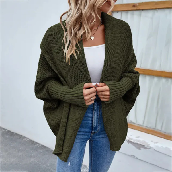 Dames Cardigan – Open Voorzijde – Oversized Pasvorm – Gebreide Wol Look – Ribboorden