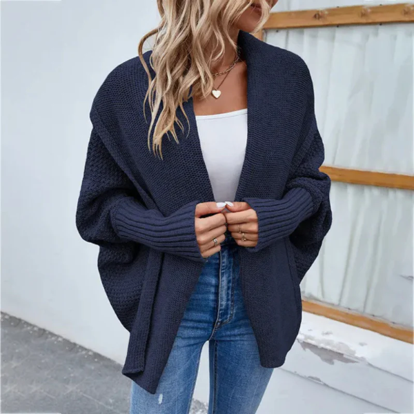 Dames Cardigan – Open Voorzijde – Oversized Pasvorm – Gebreide Wol Look – Ribboorden