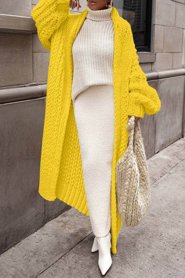 Damescardigan – Wol Gebreid – Oversized Pasvorm – Lang Open Model Casual Stijl