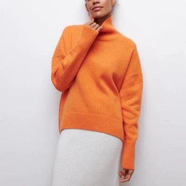 Women's Turtleneck – Oversized Fit – Wool Blend – Ribbed Cuffs – Dropped Shoulders