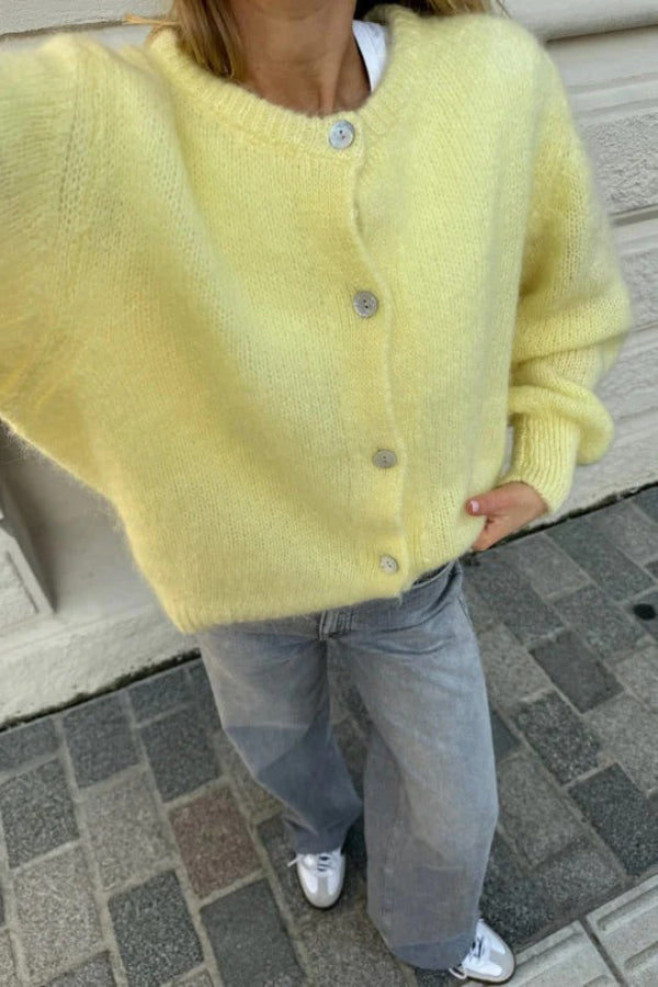 Dames Cardigan – Relaxte Pasvorm – Zacht Gebreid – Knoopsluiting – Geribbelde Boorden