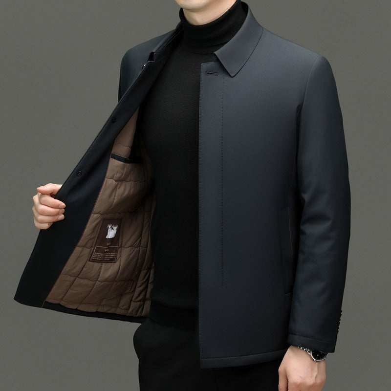 Heren Jas – Regular Fit – Geïsoleerde Voering – Klassieke Kraag – Verborgen Knopen