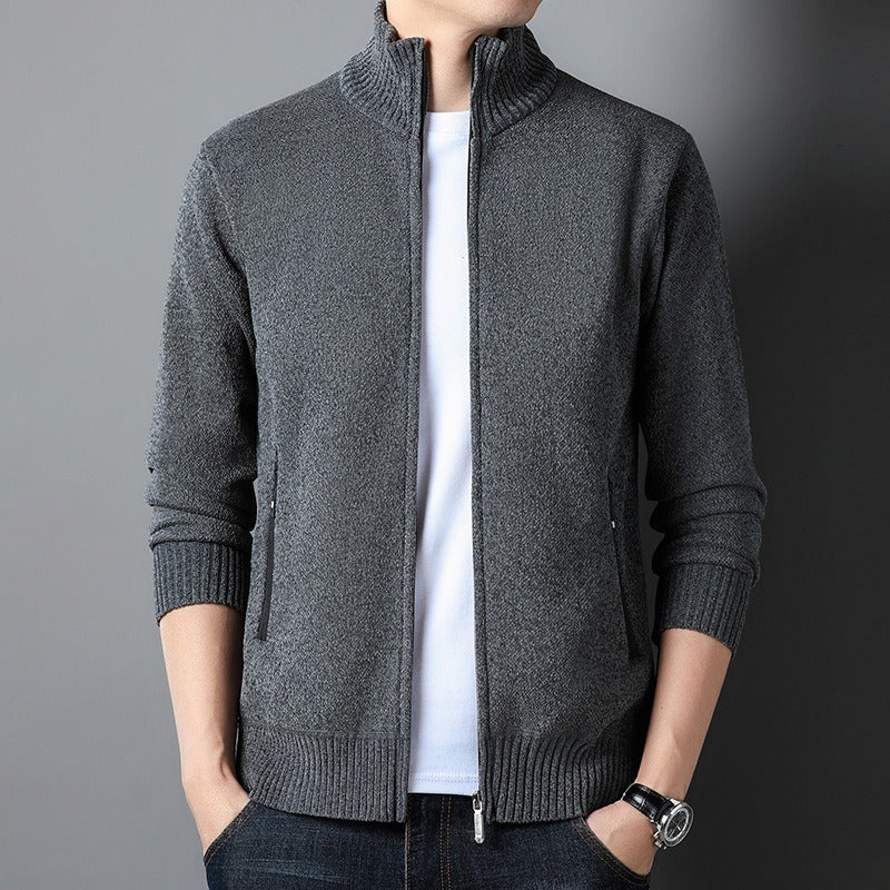 Heren Vest – Slim Fit – Wolmix – Opstaande Kraag – Rits – Geribde Boorden