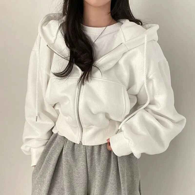 Dames Hoodie met Rits – Oversized Pasvorm – Zachte Katoenlook – Ribboorden – Casual