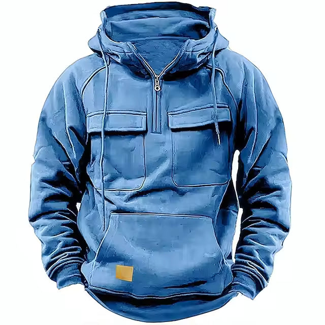 Heren jas met capuchon – Relaxte pasvorm – Lederlook – Meerdere zakken – Casual stijl