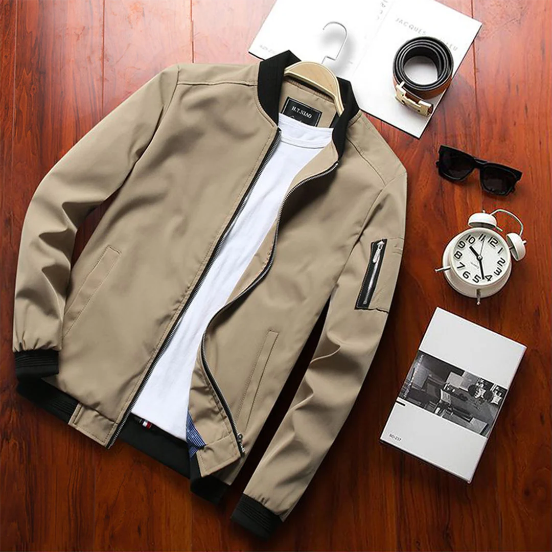 Heren Jas – Regular Fit – Ribkraag – Ritssluiting – Mouwzak – Casual Look