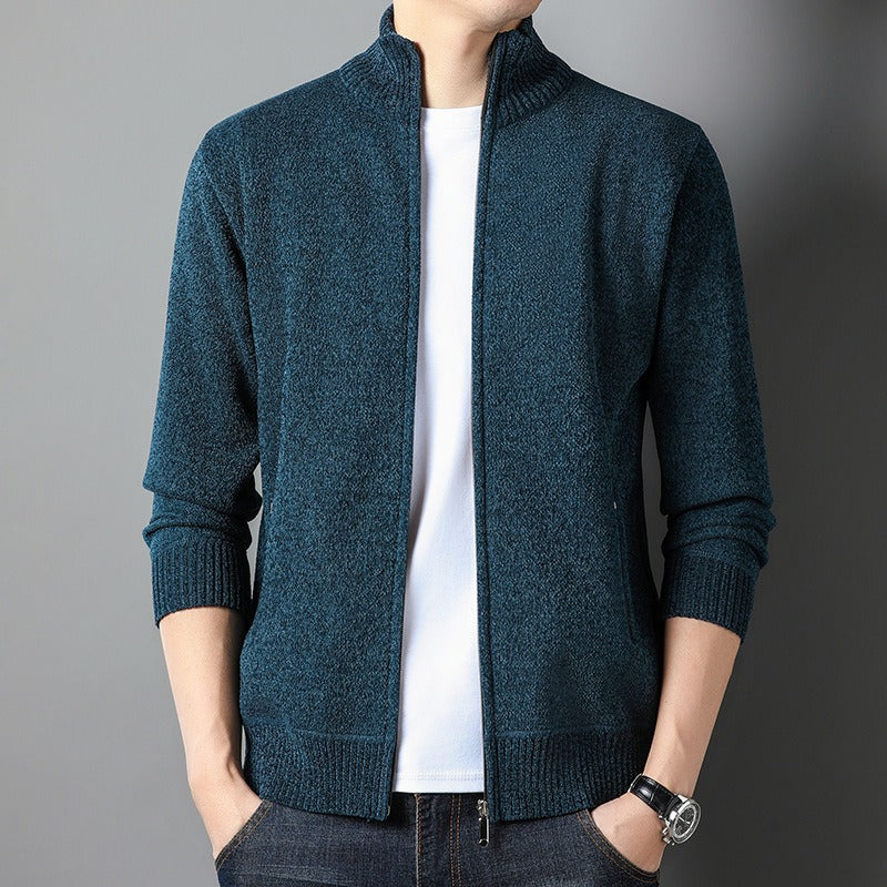 Heren Vest – Slim Fit – Wolmix – Opstaande Kraag – Rits – Geribde Boorden