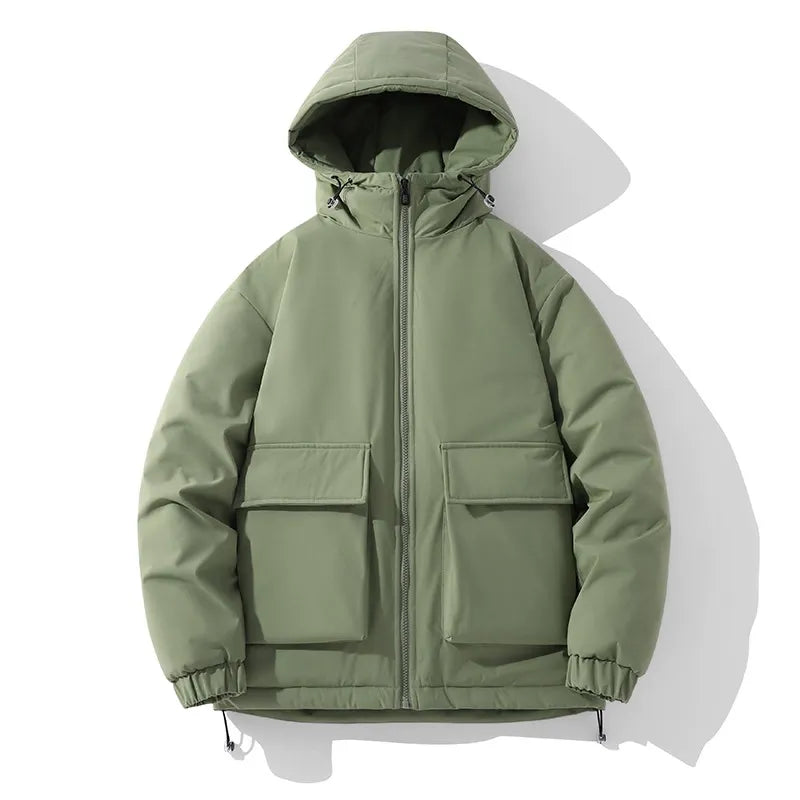 Heren Gewatteerde Pufferjas – Oversized Boxy Fit – Met Verstelbare Capuchon