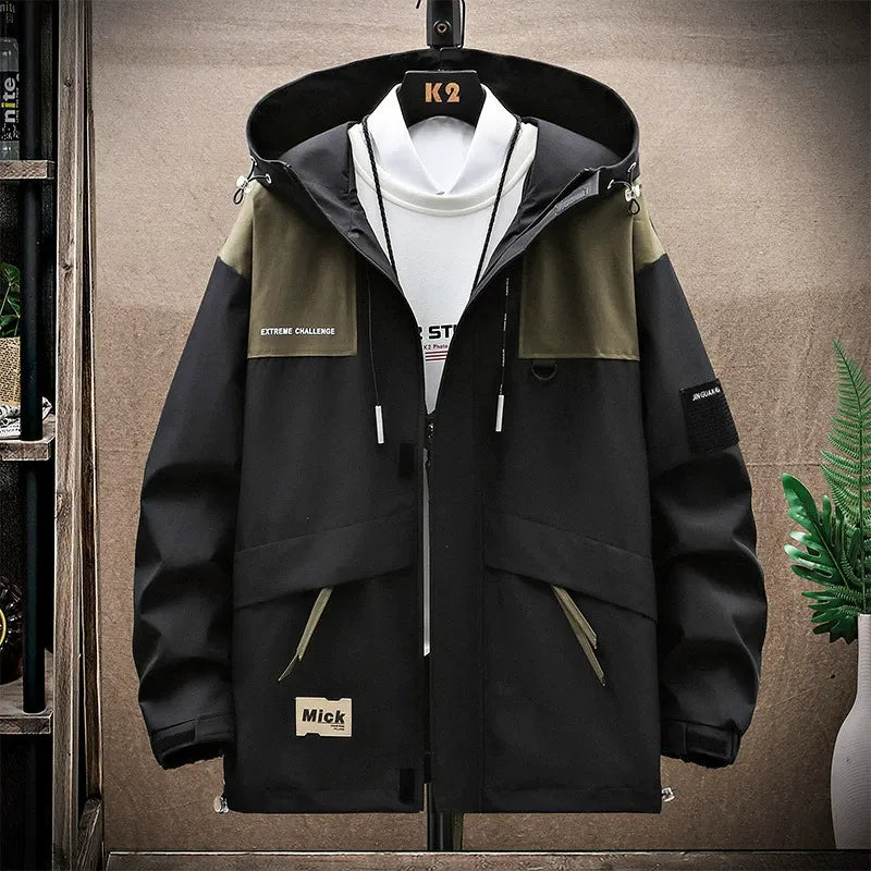Heren Windbreaker Utility Jas – Verstelbare Capuchon – Losse Pasvorm – Waterafstotende Stof