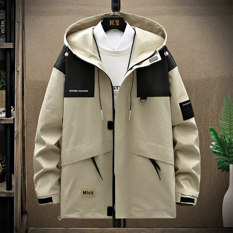 Heren Windbreaker Utility Jas – Verstelbare Capuchon – Losse Pasvorm – Waterafstotende Stof
