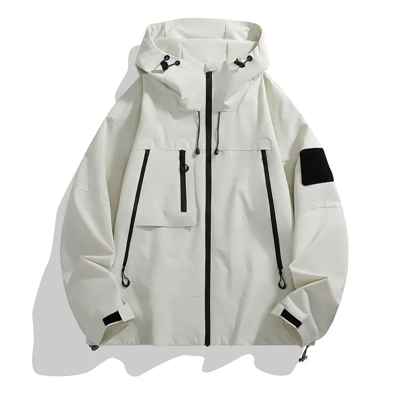 Heren Windbreaker Jas – Relaxte Pasvorm – Winddicht – Verstelbare Capuchon – Utility Zakken