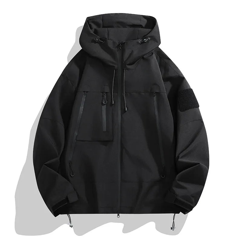 Heren Windbreaker Jas – Relaxte Pasvorm – Winddicht – Verstelbare Capuchon – Utility Zakken