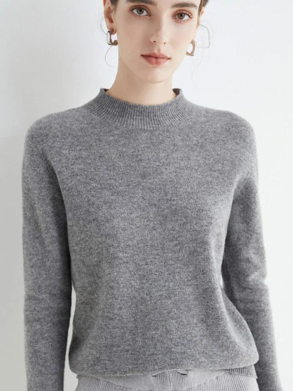 Dames Pullover Trui – Wolmix – Standaard pasvorm – Lange Mouwen – Geribde Halslijn