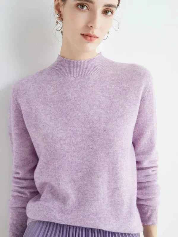 Dames Pullover Trui – Wolmix – Standaard pasvorm – Lange Mouwen – Geribde Halslijn