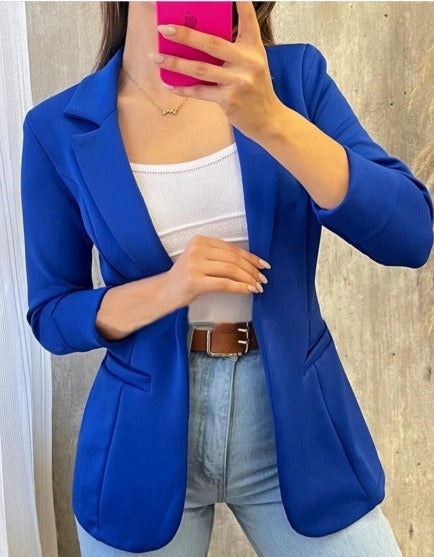 Dames blazer – Getailleerde pasvorm – Driekwart mouw – Notch revers – Flapzakken