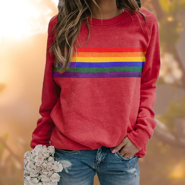 Dames trui – Relaxed fit – Zachte knit – Ronde hals – Gestreept casual model