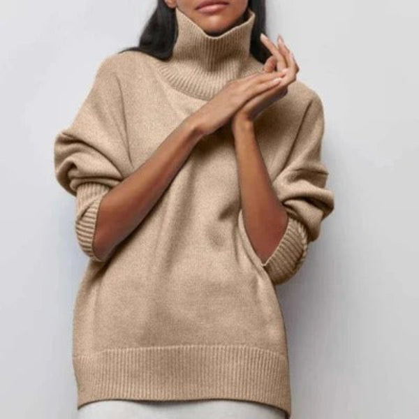 Women's Turtleneck – Oversized Fit – Wool Blend – Ribbed Cuffs – Dropped Shoulders
