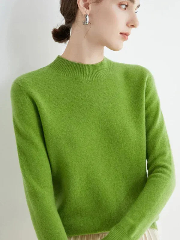 Dames Pullover Trui – Wolmix – Standaard pasvorm – Lange Mouwen – Geribde Halslijn