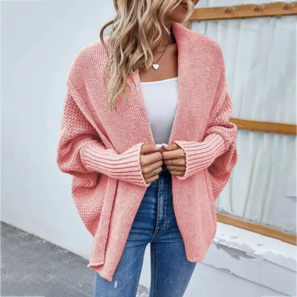 Dames Cardigan – Open Voorzijde – Oversized Pasvorm – Gebreide Wol Look – Ribboorden