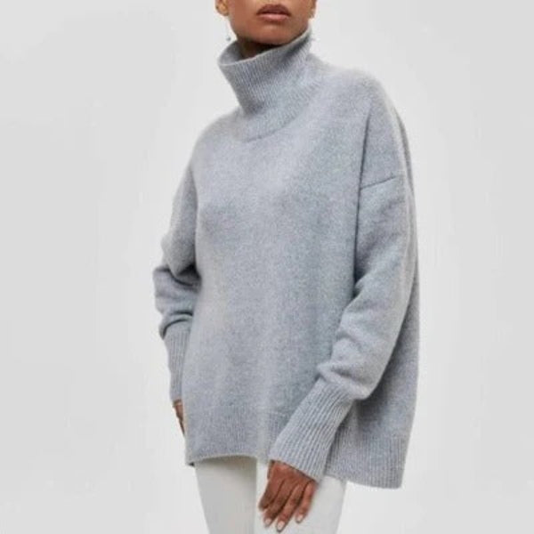 Women's Turtleneck – Oversized Fit – Wool Blend – Ribbed Cuffs – Dropped Shoulders