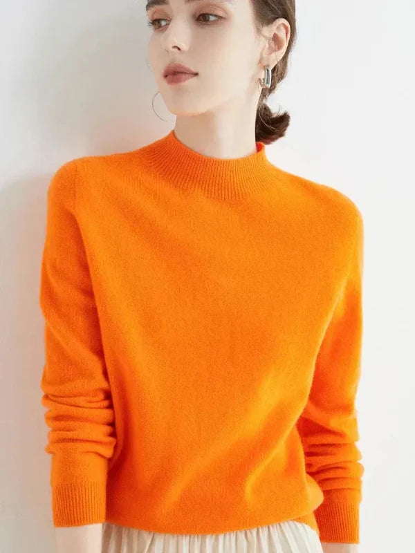 Dames Pullover Trui – Wolmix – Standaard pasvorm – Lange Mouwen – Geribde Halslijn