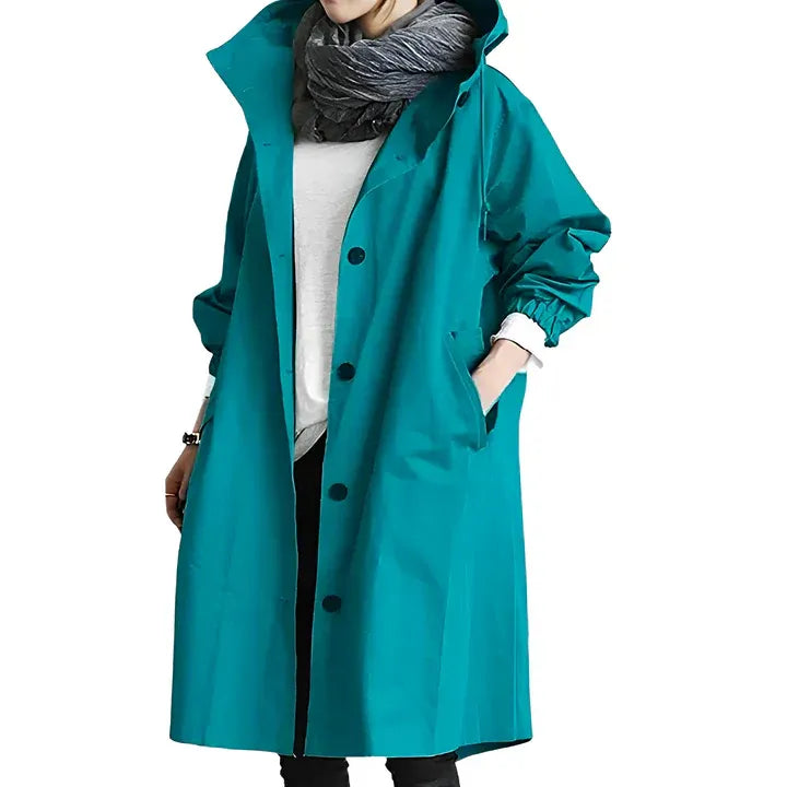 Damesmantel – Relaxte Pasvorm – Knoopsluiting – Capuchon – Lichtgewicht Casual Model