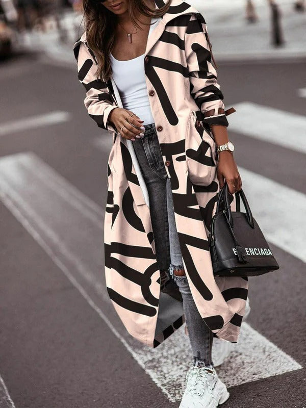 Dames Lange Jas – Oversized Pasvorm – Patchwork Design – Knoopsluiting – Streetwear