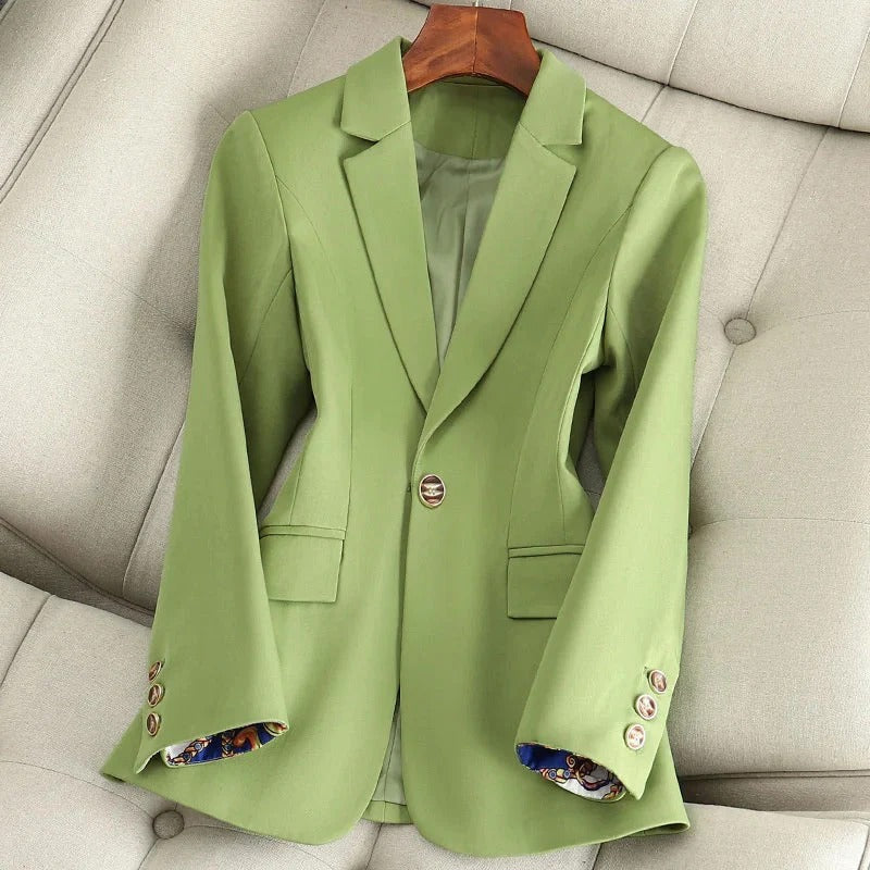 Dames Blazer – Getailleerde Pasvorm – Enkele Knop – Formeel – Reverskraag – Stretch