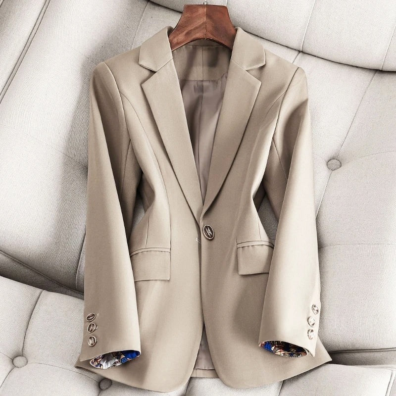 Dames Blazer – Getailleerde Pasvorm – Enkele Knop – Formeel – Reverskraag – Stretch