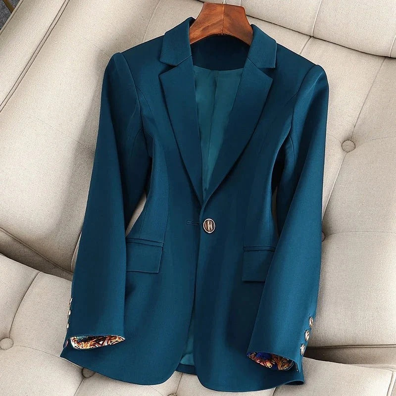 Dames Blazer – Getailleerde Pasvorm – Enkele Knop – Formeel – Reverskraag – Stretch