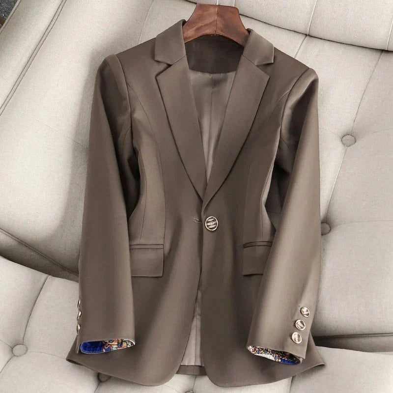 Dames Blazer – Getailleerde Pasvorm – Enkele Knop – Formeel – Reverskraag – Stretch