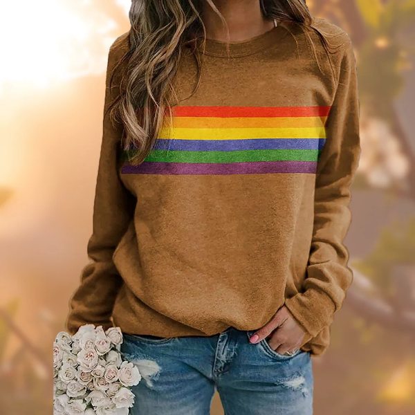 Dames trui – Relaxed fit – Zachte knit – Ronde hals – Gestreept casual model