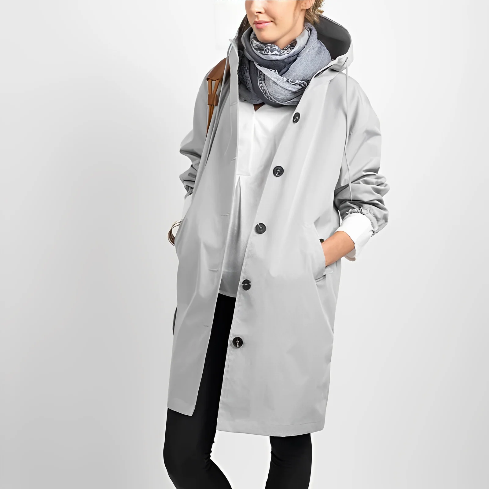 Damesmantel – Relaxte Pasvorm – Knoopsluiting – Capuchon – Lichtgewicht Casual Model