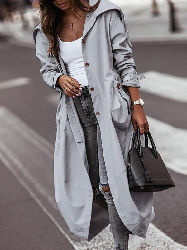 Dames Lange Jas – Oversized Pasvorm – Patchwork Design – Knoopsluiting – Streetwear