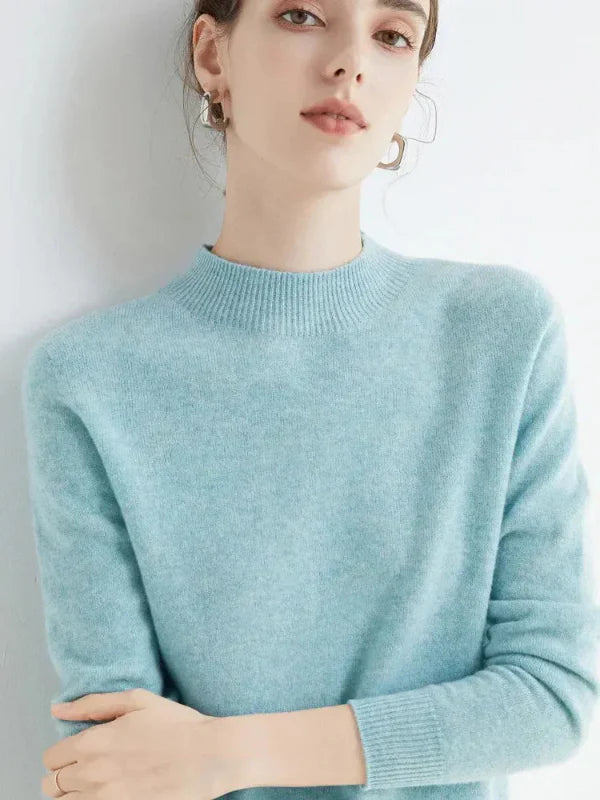 Dames Pullover Trui – Wolmix – Standaard pasvorm – Lange Mouwen – Geribde Halslijn
