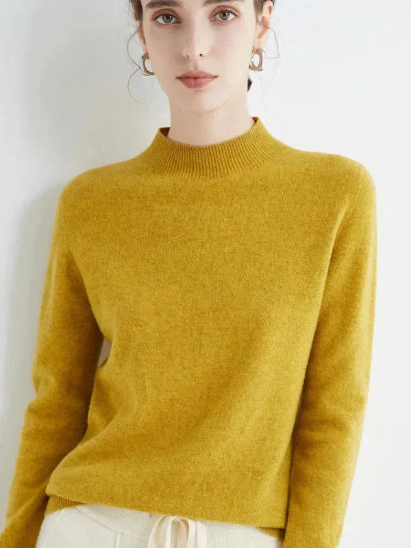 Dames Pullover Trui – Wolmix – Standaard pasvorm – Lange Mouwen – Geribde Halslijn