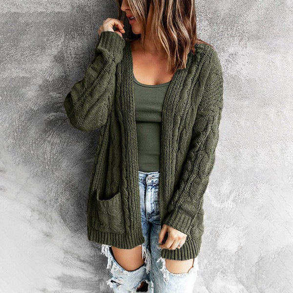 Dames vest – Relaxed fit – Kabelbreisel – Open voorkant – Voorzakken – Wolblend
