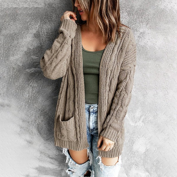 Dames vest – Relaxed fit – Kabelbreisel – Open voorkant – Voorzakken – Wolblend